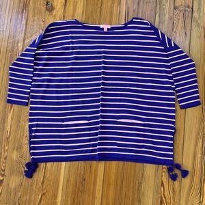 Lilly Pulitzer Elba Sweater Twilight Blue Coastal Shell Stripe Medium